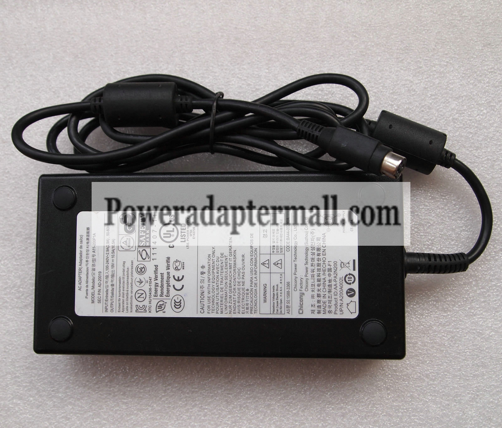 Original 200W 19V 10.5A Samsung DP700A7D-S02US AC Power Adapter - Click Image to Close